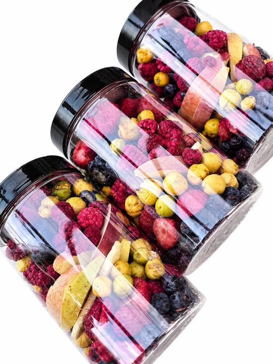 Ogu un augļu krispu mikss dāvanu tarā ar skrūvējamu vāku